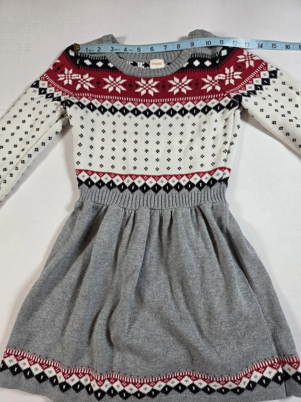 Gymboree Girls 8 Cozy Grey & Red Fair Isle Knit Holiday Sweater Dress
